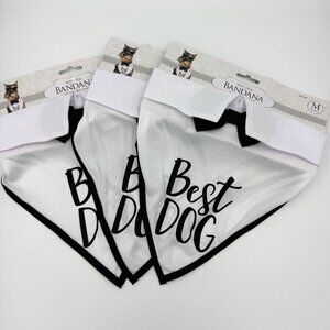 Lot of 3 Black & White Bow Tie Best Dog Bandana Size Medium